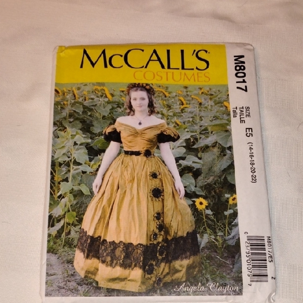 McCall's M8017 Southern Gown Costume Pattern, Size: (14-16-18-20-22), NWT